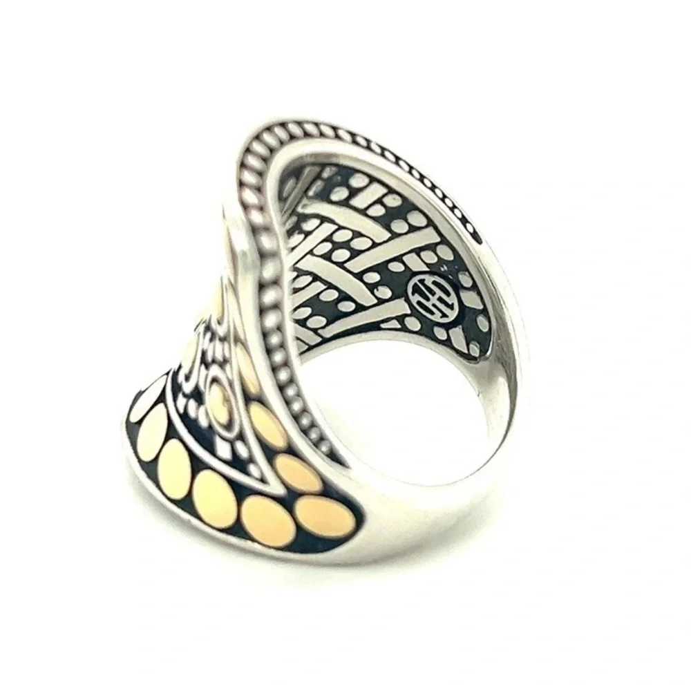 John Hardy 18K solid gold and sterling silver Jaisalmer Dot Contour wrap ring - Picture 3 of 5
